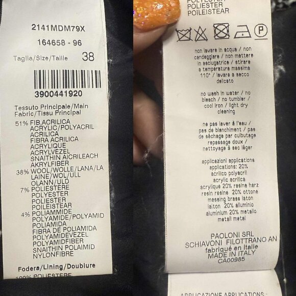 MSGM Milano Embellished Tweed Fringe Top Size 38 (M/L) Rare Runway-Style Boucle - Picture 7 of 15